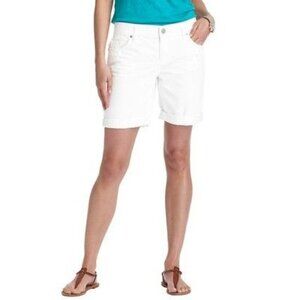 Ann Taylor Loft Womens White Denim Shorts Size 10 Cotton Casual Button Fly long